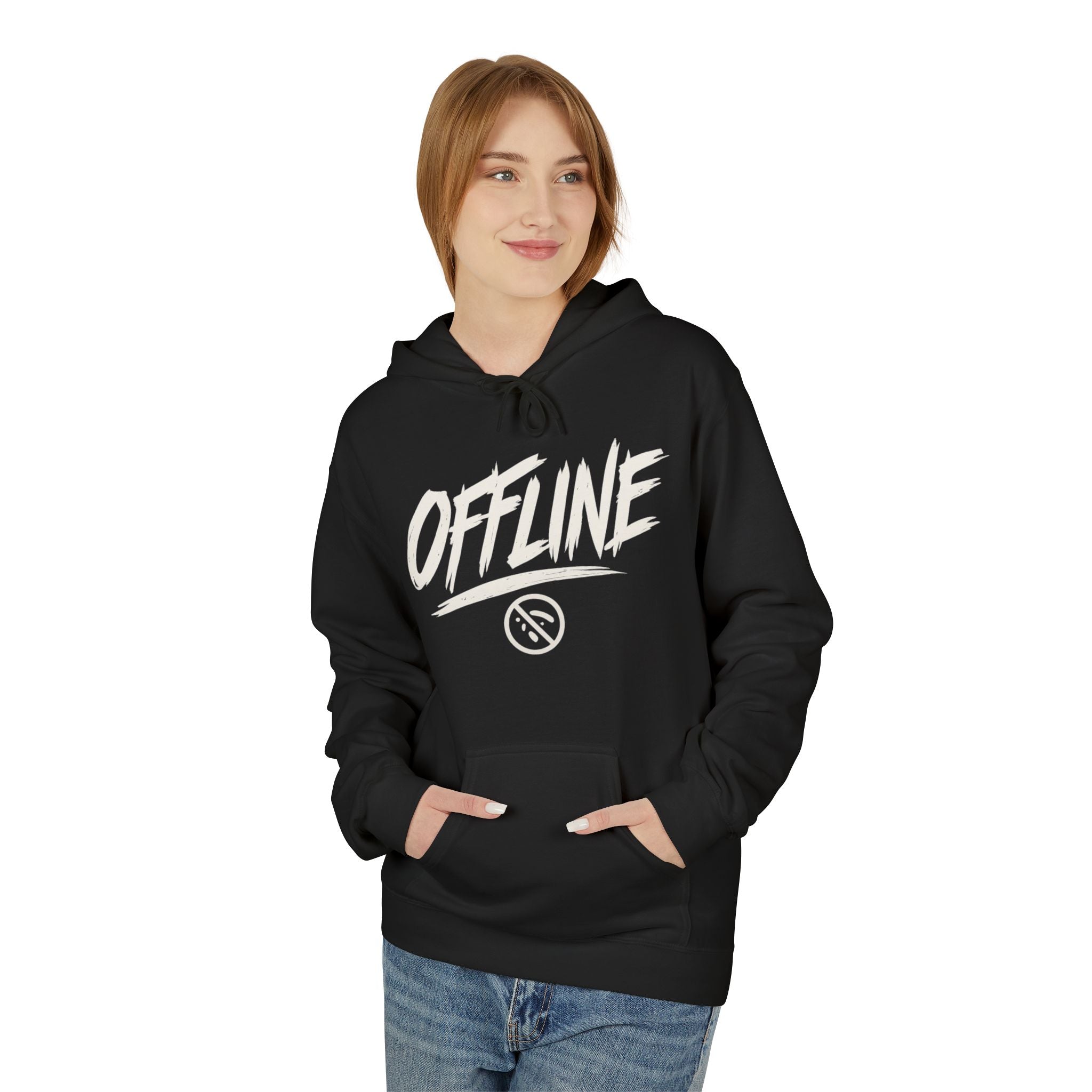 Offline Graphic Hoodie — Casual Streetwear Pullover with 'OFFLINE' Script