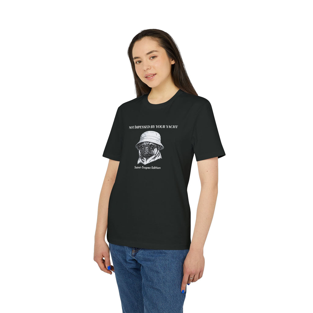 Not Impressed By Your Yacht | Saint-Tropez Pug Shirt | Riviera Lifestyle Tee. Out of Play Cannes